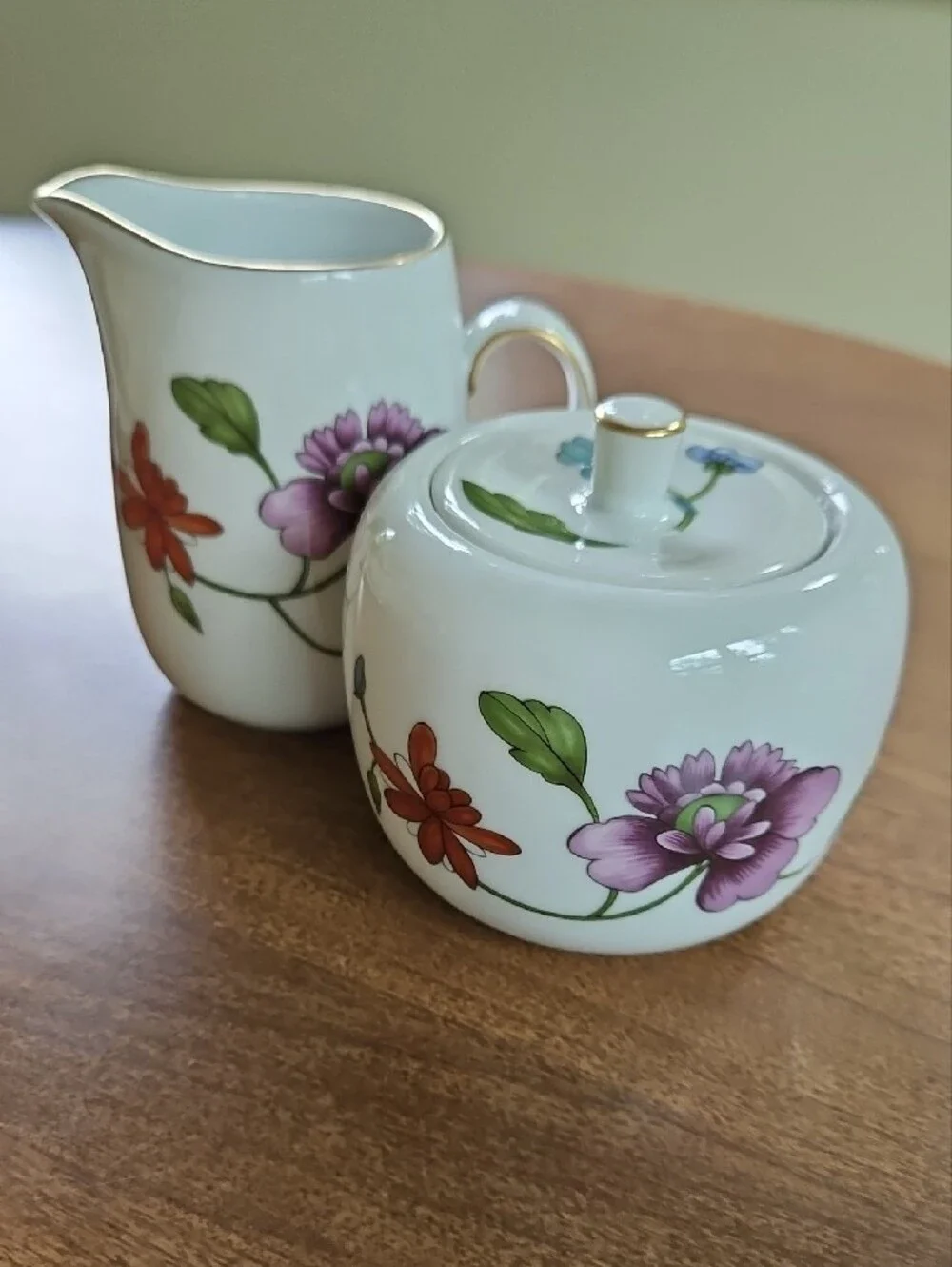 VTG Royal Worcester Astley Porcelain Sugar Bowl and Creamer Set